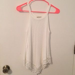 Asymmetrical lace tank top